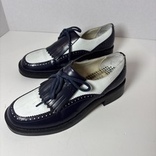 Vintage Women s Esprit Navy White Spectator lace up oxford loafer Size 6