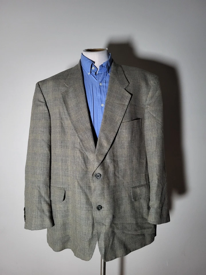 Chaqueta Blazer Abrigo Deportivo Vintage Gianfranco Ruffini 50R Verde Naranja Cuadros Tweed Foto 4 de 4