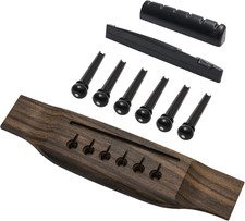 6 String Rosewood Acoustic Guitar Bridge Saddle Nut Pins Set with Six Pin Kit...