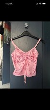 Shein Size Cs Pink Floral Rose Cami With Ruched Chest Perfect Condition