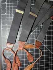 Vintage CAS West Germany Black Brown Leather Suspenders One Size