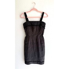 Vintage 90s Guess Jeans Dragon Jacquard Corset Satin & Velvet Dress in Black XS