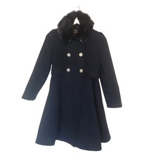 Rothschild Girls' Princess PeaCoat Faux Fur Collar Navy Blue Sz: M 10-12 Regal