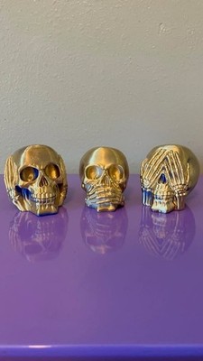   3D Printed  See No Evil, Hear No Evil, Speak No Evil  Skull Set   Unique Deco