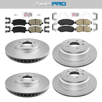 Front & Rear Ceramic Brake Pads & Coated Rotors FOR 2011-2014 HONDA ODYSSEY