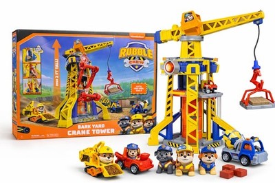 Paw Patrol Rubble & Crew Bark Yard Crane Tower Playset with Rubble Figures