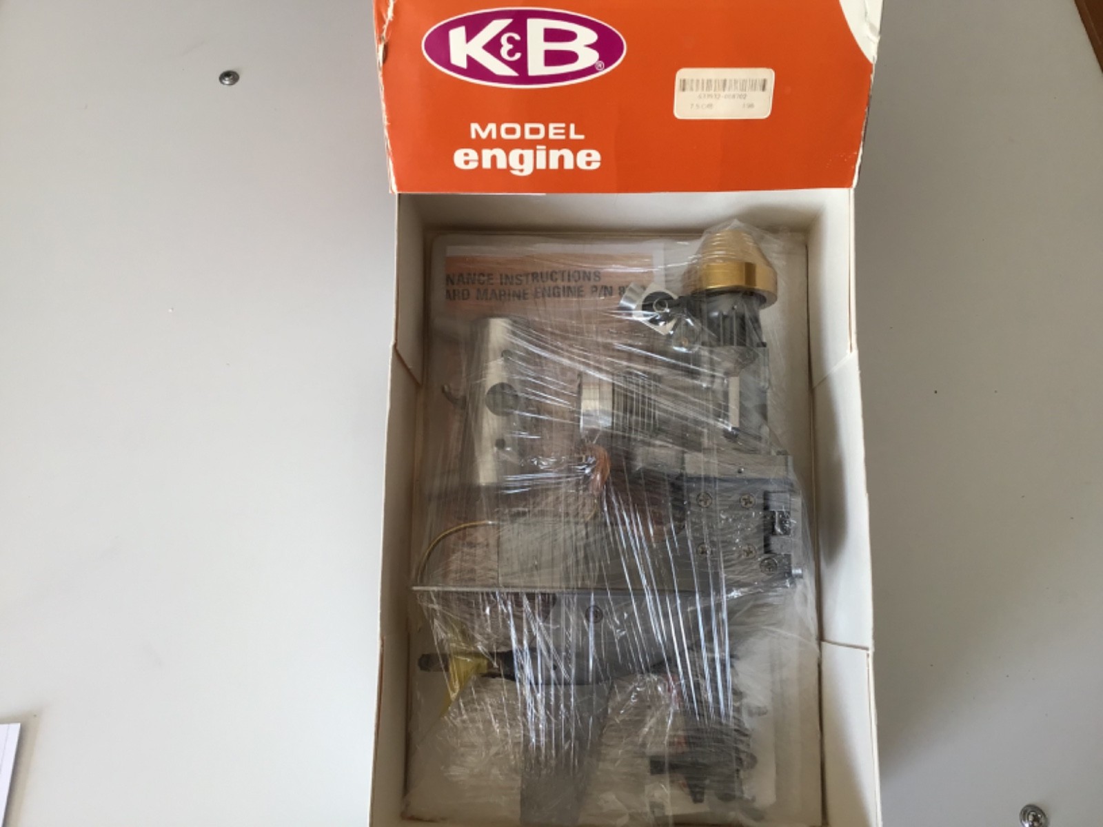 K&B 7.5 Outboard Engine for 7.5 RC Nitro Tunnel Boat, NOS. Model 8702, Very Nice