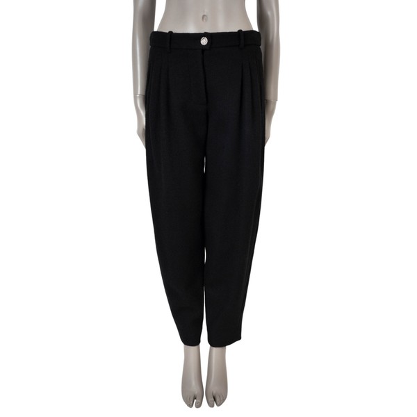 Chanel Black Wool Pleated Trousers 38 Fit 40 M
