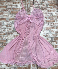 Plus Size Sleeveles Babydoll Nightdress Lace Strappy Open Front Sleepwear XXL