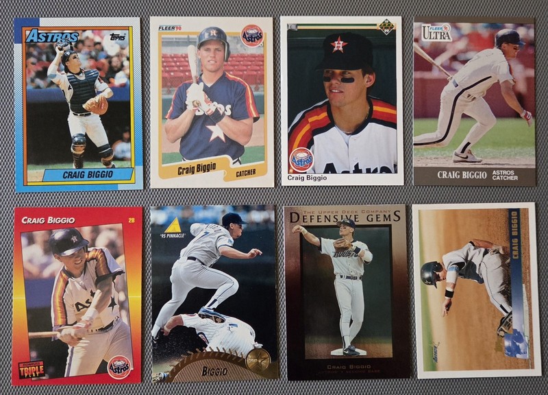 Lot Of 8 Craig Biggio Baseball Cards HOF Houston Astros 1990-1996