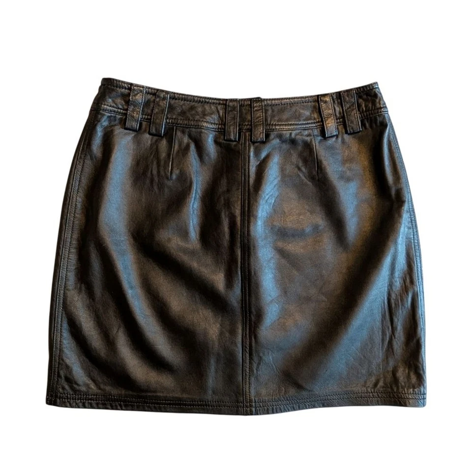 Minifalda 100 % cuero negra | Talla 12 | Moto utilitaria cuero real | INC Foto 4 de 4