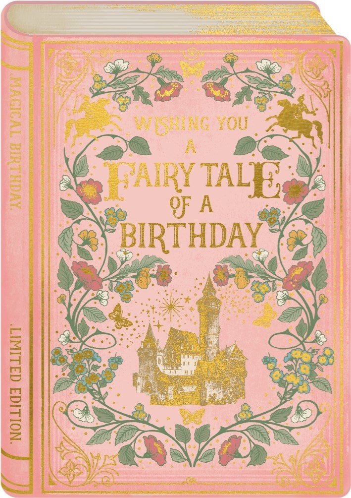 Fairy Tale - Art Greeting / Birthday Card  Book Style Castle Knight Gold Foil