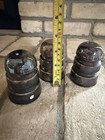 Three - Vintage 3.2" Brown Porcelain Ceramic Insulators Double Grooved -Used — photo 9