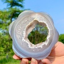 128G Natural Agate Crystal Cave Hand-Carved  flower-Shaped Crystal Gem