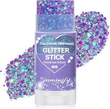 Purple Hair Glitter Stick for Kids,Waterproof Mermaid Purple Body Face Glitter