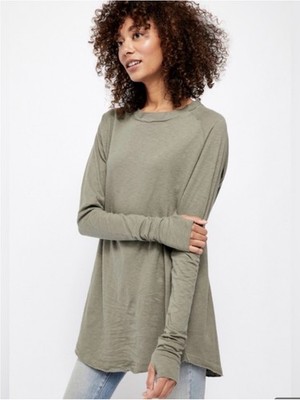 Free People We The Free Arden Tee Size Large in Olive Green
