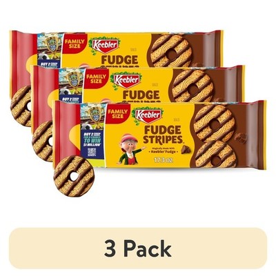 Fudge Stripes Shortbread Cookies Coated in Fudge, Family Size 17.3 oz (3 Pack)