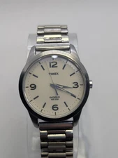 Timex Ladies Indiglo Silver Tone Cream Dial Analog Watch Link Bracelet C8 new 🔋