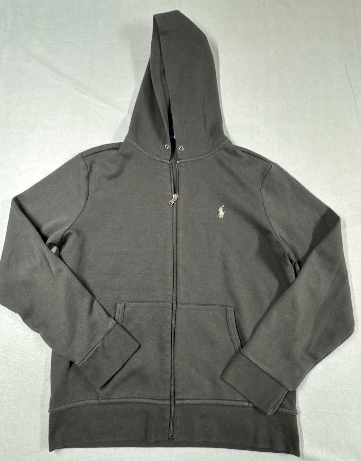 Polo Ralph Lauren giacca cappuccio grande nero bianco pony logo uomo full zip