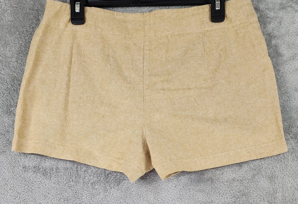 Pantalones Cortos Ivy Jane Para Mujer 10 Tostado Lino Algodón Boho Bordado Festival Verano Cremallera Foto 2 de 4