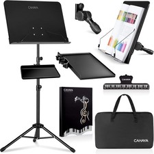 Dual Use Sheet Music Stand W/ Clamp-on Tray  Desktop Book Stand W/ Carrying Bag