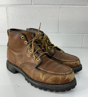 Vintage Hanover Cushioned Moc Toe Work Boots m/i USA 1980s Vibram Sole 8.5 D