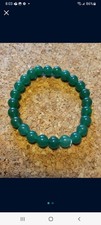 GENUINE NATURAL GREEN JADE BRACELET. 7 INCH. 8mm BEADS. ELASTIC BAND.