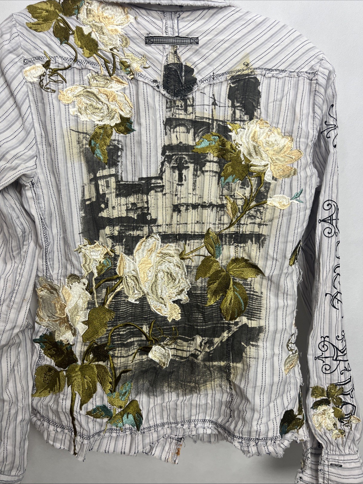 3J Workshop Johnny Was Button Down White Striped … - image 11