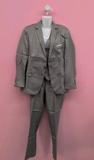 Mens Formal Regular Fit Jacket Pants 2 Piece Suit Set Size Large Light Grey