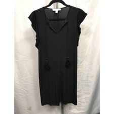 MICHAEL KORS Black Tassel V-Neck Flutter Sleeve Casual Dress Women's Size M