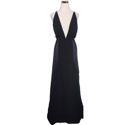 Zimmermann Sz 1 (US 6) Deep V-neck Open Back Fringe Maxi Formal Dress Black | eBay Zimmermann Sz 1 (US 6) Deep V-neck Open Back Fringe Maxi Formal Dress Black | eBay