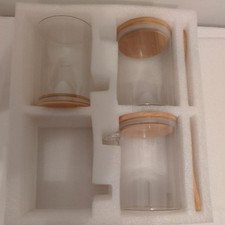 Airtight Glass Pantry Storage Canister Jar with Bamboo Lid & Spoon, 12x9.5 cm,BN