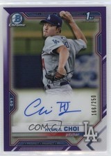 2021 Bowman Chrome Prospects Purple Refractor 166/250 Hyun-il Choi Auto 0us8