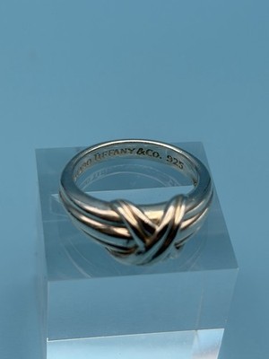 90's VTG Tiffany & Co. Silver Ring 1990 Crossover Knot Ring Size