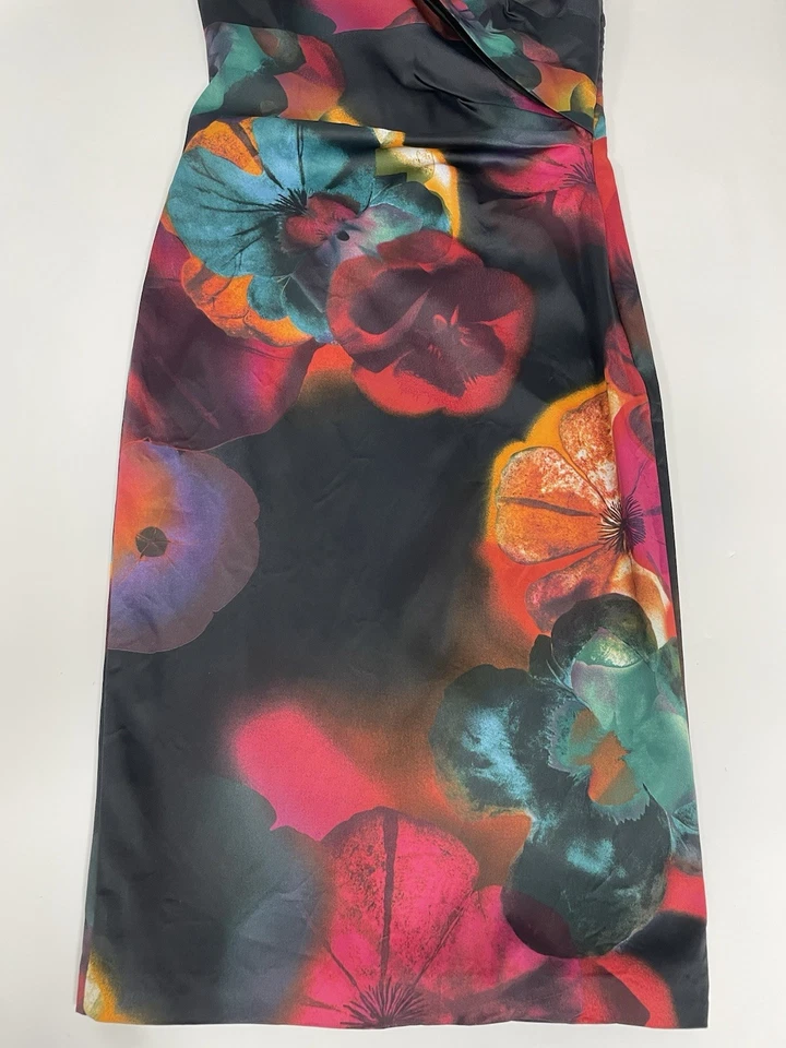 Women’s Karen Millen Black Multi-coloured Satin Dress Size 10 - Image 4 of 4