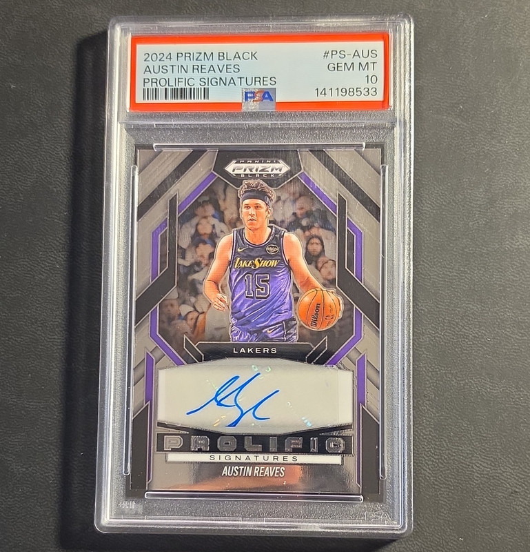 Panini Austin Reaves Lakers 2024-25 Prizm Black Prolific PS-AUS Auto PSA 10 Pop1