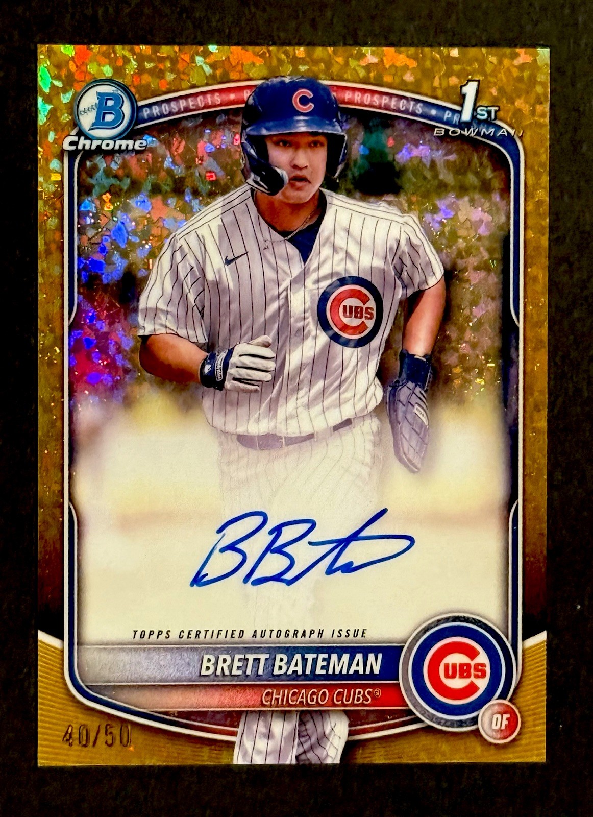2025 Bowman Chrome Brett Bateman 1st Auto Gold Mini Diamond Refractor /50 Cubs