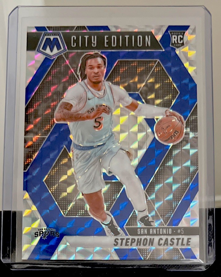 2024-25 Panini Mosaic - City Edition Stephon Castle #290 Choice Blue Mosaic /45