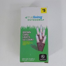 50ct Count Clear Christmas Lights Light Set Brown Wire Cord Primitive Outdoor