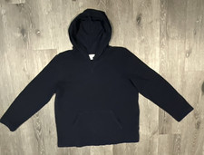 J.Jill Hoodie Women's Navy Blue Cotton Pullover Pockets Textured Knit Size Large