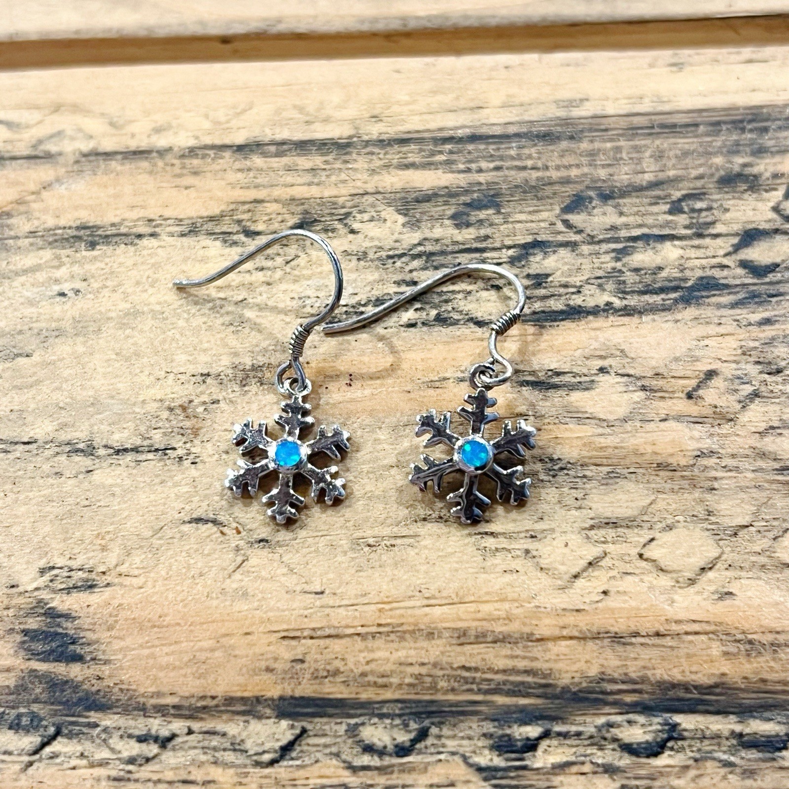 Silver Snowflake Dangle Earrings - image 1