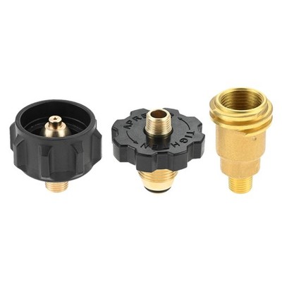 3PC Propane Brass Adapter Kit Soft Nose POL QCC1/POL Gas Fitting for BBQ Camping