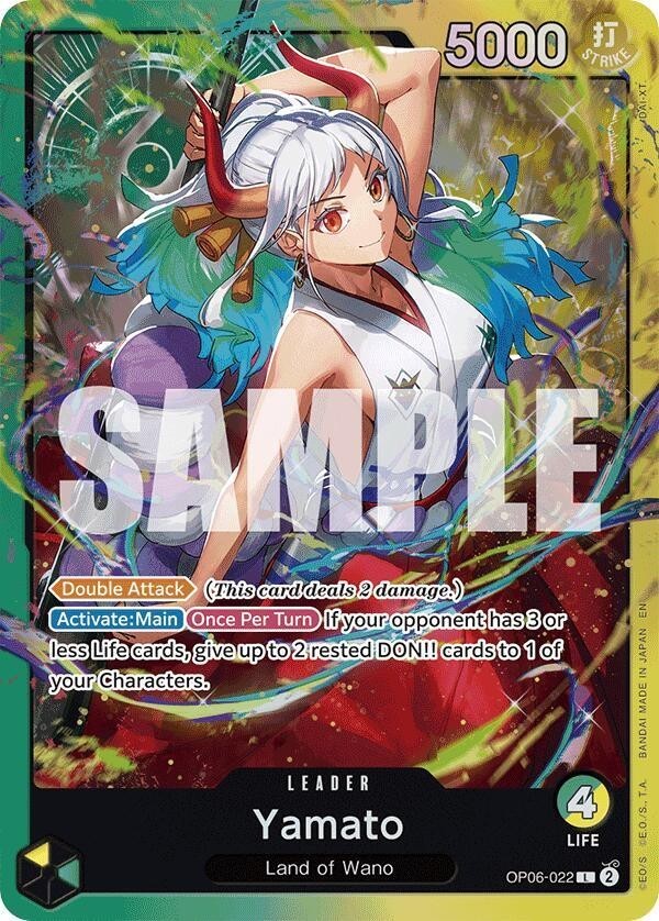• Yamato • OP06-022 SR Leader ST28 Green/ Yellow Holo Foil One Piece TCG NM