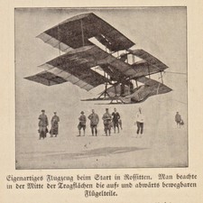 Segelflug in Rossitten anno 1925 Seltsames Flugzeug beim Start - Hist. Abb.