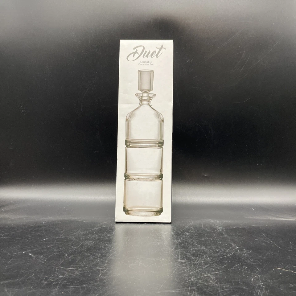 Godinger Duet Shannon crystal stacking decanter and glasses with box - Image 3 of 4