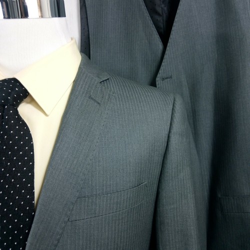 Statement Confidence Italian Design 40R Wool Gray Herringbone 3pc Suit 32x27 FF - Picture 2 of 8