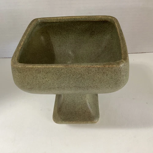 McCoy Floraline Pottery Square Green Speckled Footed Planter # 460