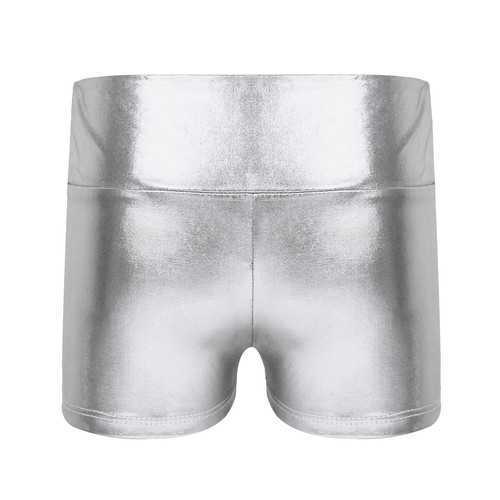 US Girls Shiny Metallic High Waist Dance Shorts Ballet Gymnastic Active Workout - Picture 18 of 21