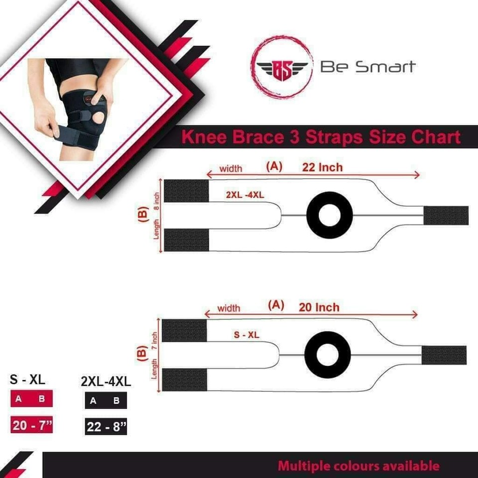 3 Strap Knee Brace Stabilizer Wrap Support Guard Patella Arthritis