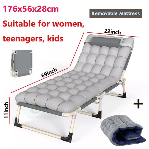 2 IN 1 Campingbett Sonnenliege Relaxliege klappbar Garten Liege Stuhl + Kissen - Bild 19 von 19